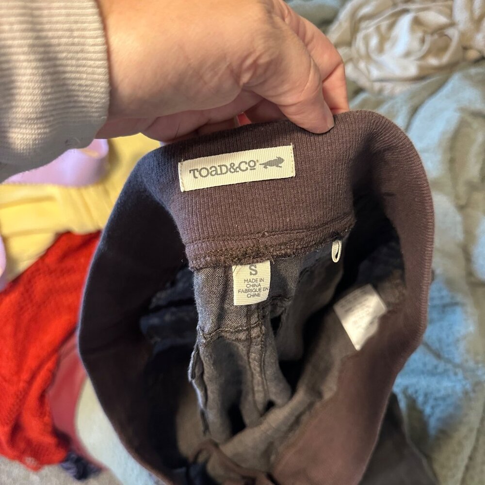 Toad & Co. 100% Linen “Lina” Brown Hippie Style Drawstring Heathered Cinch Pants - Picture 11 of 12